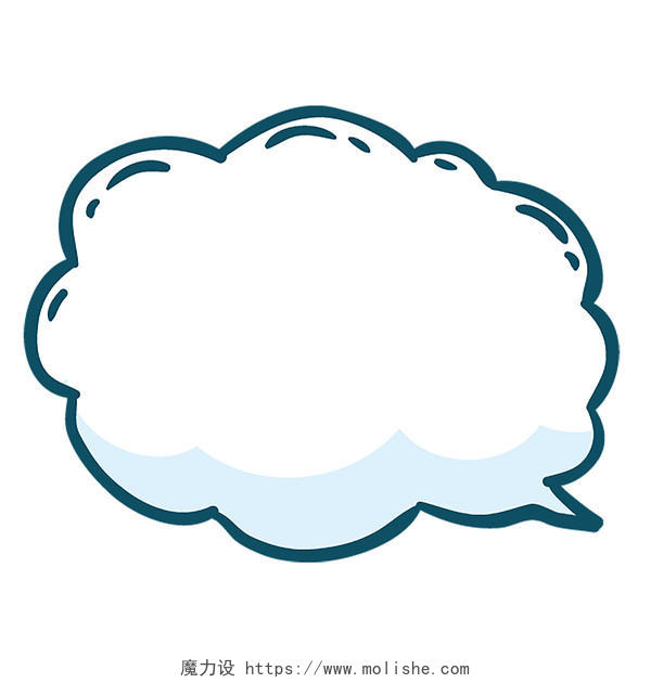 蓝色云彩云朵文本框对话框PNG素材元素